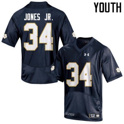 Notre Dame Fighting Irish Youth Tony Jones Jr. #34 Navy Blue Under Armour Authentic Stitched College NCAA Football Jersey ZZO6499KL